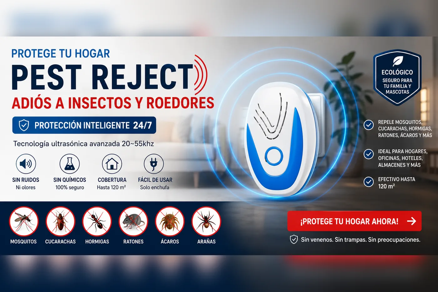 Pest Reject — adiós a insectos y roedores, protección 24/7